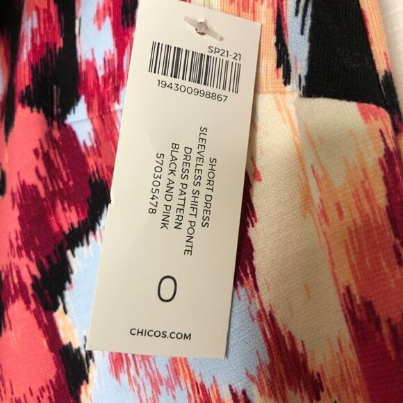 NWT - CHICO’S Size 0 - Sleeveless Shift Midi Knit Floral Dress - Standard Size 4 - Picture 10 of 10